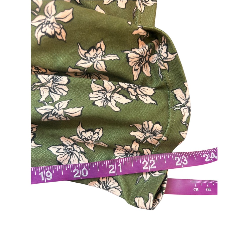 Maxey Greene Floral Wide Leg Jumpsuit Long Sleeve Olive Green Women Size Small - Picture 6 of 6